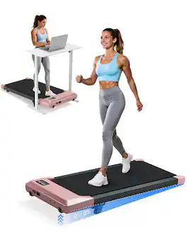 Superun - 6% 3 in 1 Portable Treadmill with LED Display Incline Walking Pad, Under Desk Treadmill, 300 Lbs Capacity - Gold