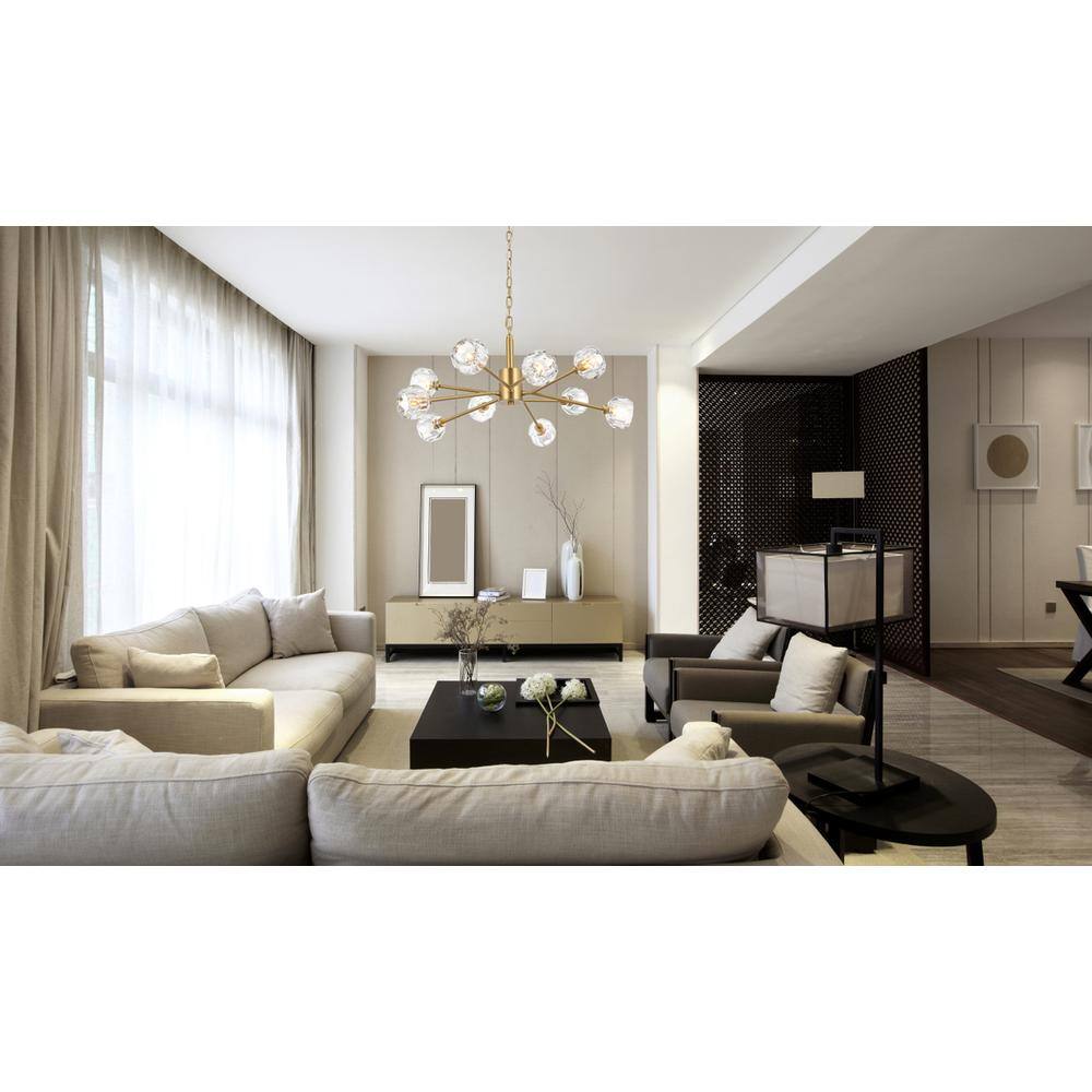Alt View 1. Elegant Lighting - Graham 10 Light Pendant in Gold - Gold And Clear.