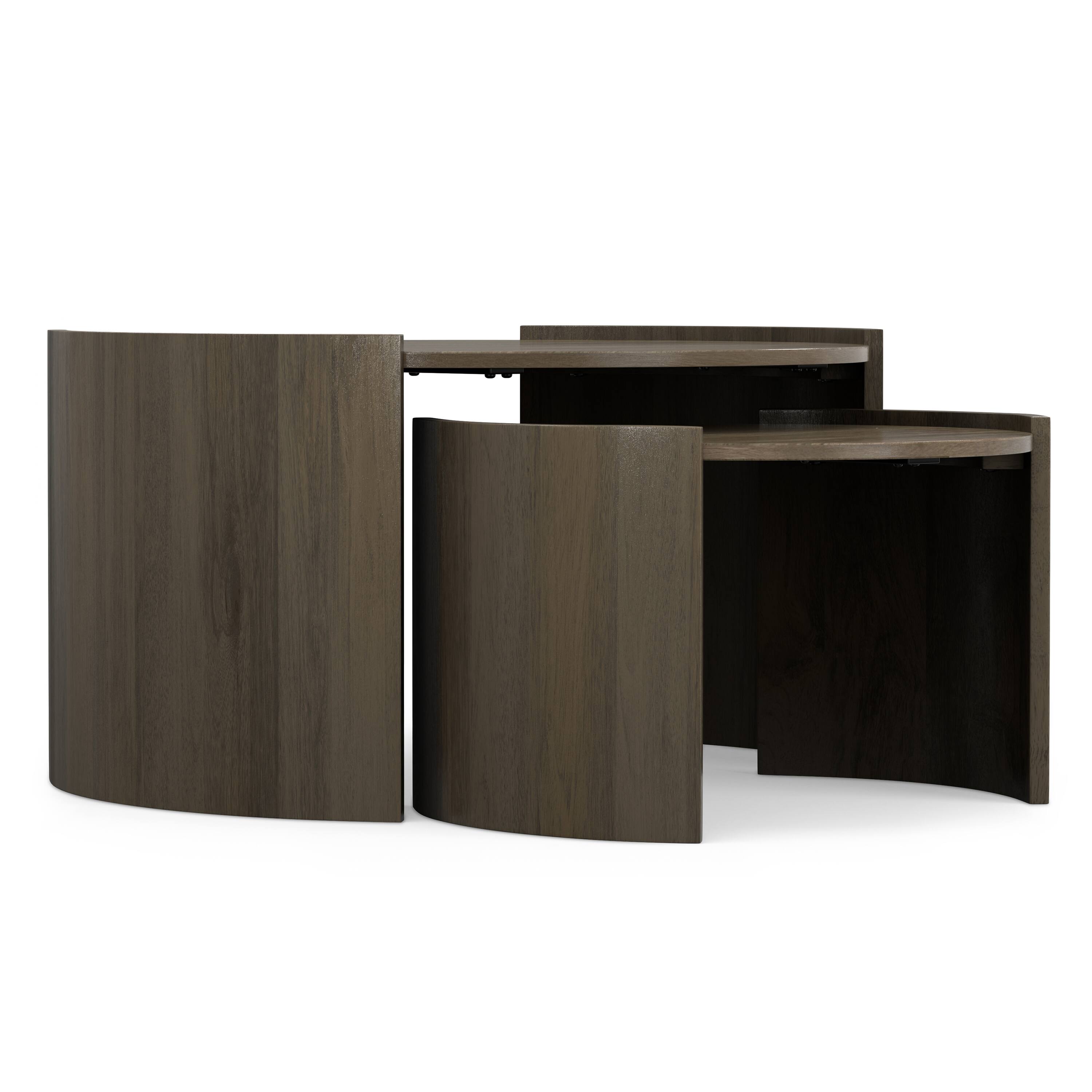 Alt View 4. Simpli Home - Robin SOLID MANGO WOOD 32 inch Wide Round Contemporary 2 Piece Nesting Table in Ash Grey, Fully Assembled - Ash Grey.