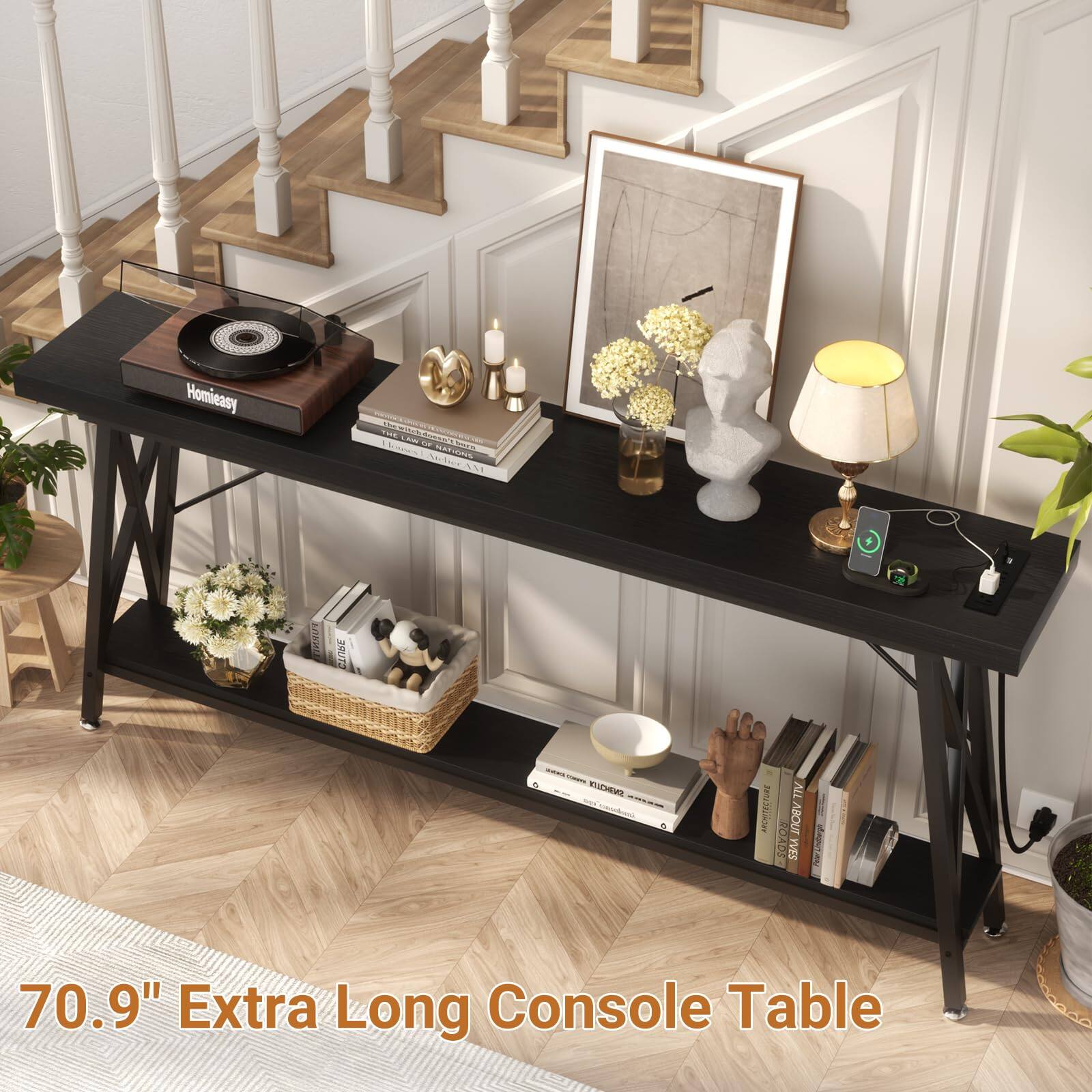 Homieasy - TIE TA -   - O SGoc HAONS di SE L RAUT - . - IEHG T7V VRORIALUTNE ALLABOUT  ABOUT ol WES : 70.9" Extra Long Console Table