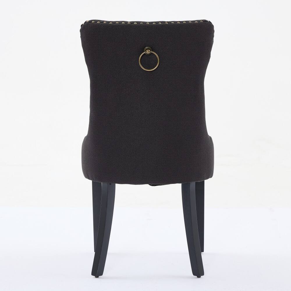 Alt View 3. Loheer - Loheer Tufted Dining Chair Set of 2 Linen Upholstered Black - Black.