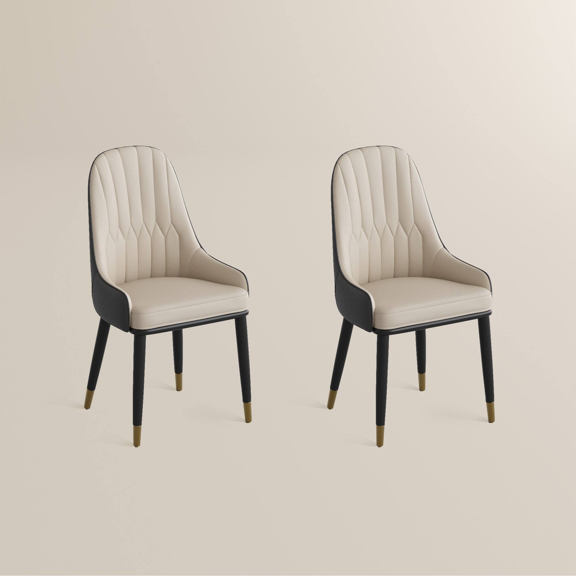 Alt View 6. POVISON - Modern Upholstered Dining Chairs Set of 2, Leather Dining Chairs with Arms, Breakfast Table Chairs, Gray & Beige - Gray & Beige PU Leather.