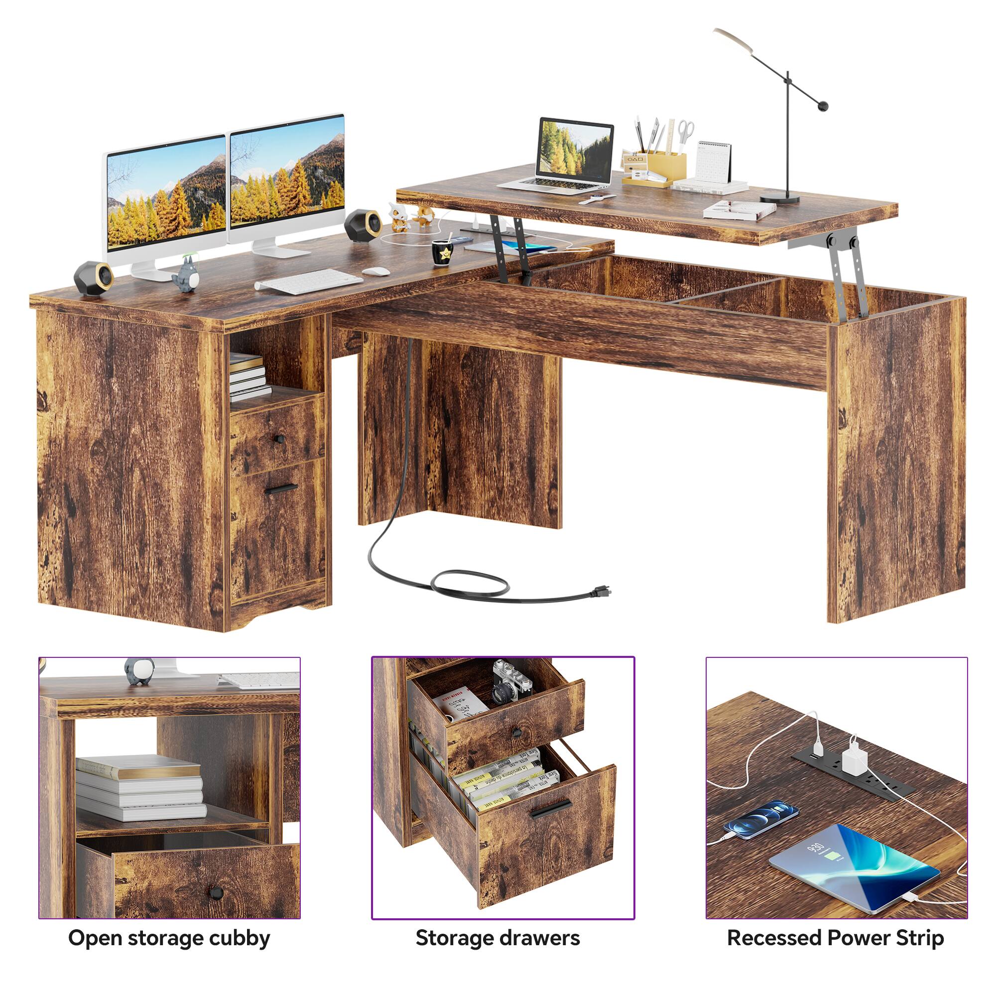 A 15 Open storage cubby  
Storage drawers  
Recessed Power Strip
