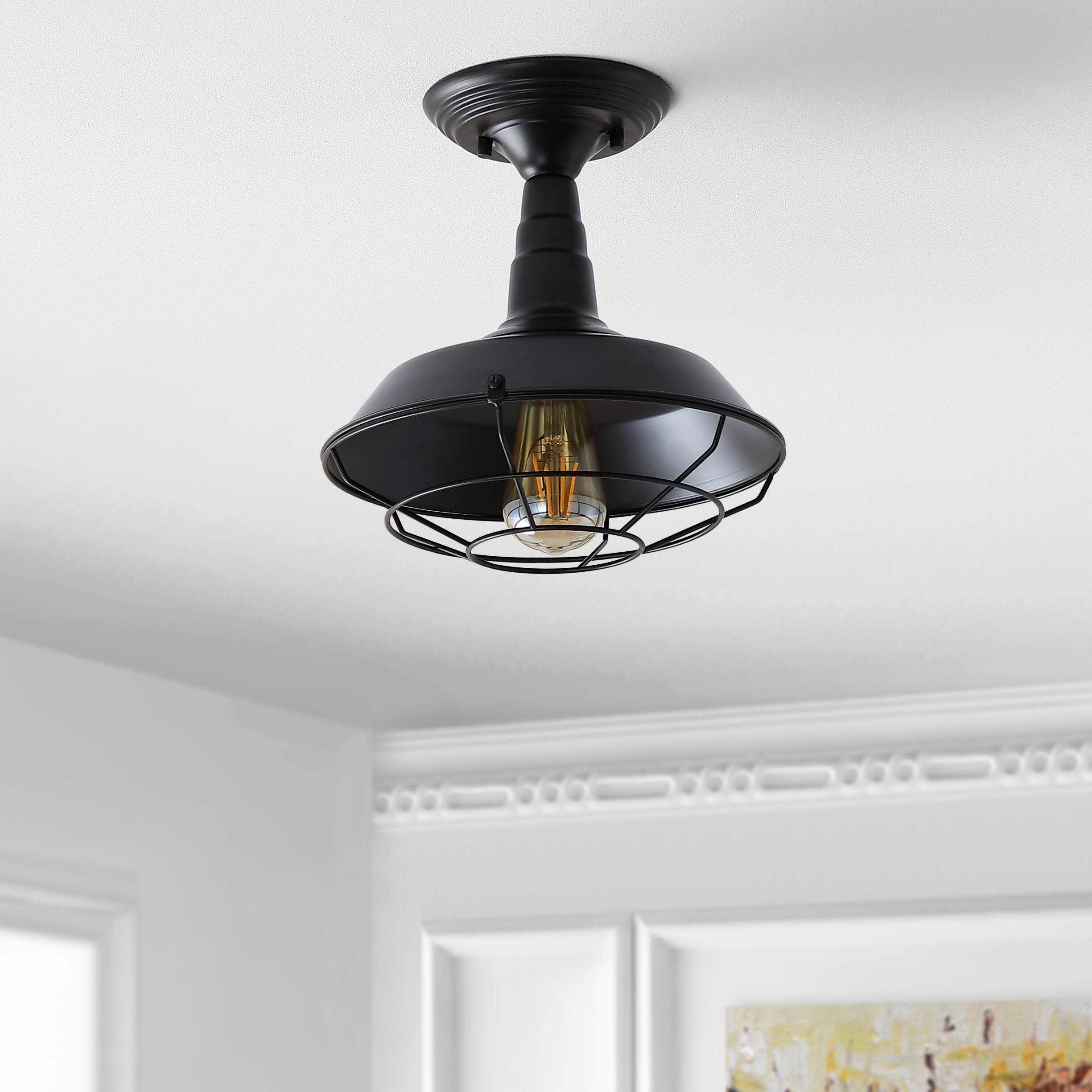Alt View 5. Jonathan Y - Gabe 10.2" Metal LED Semi-Flush Mount, Oil Rubbed Bronze - Oil Rubbed Bronze.