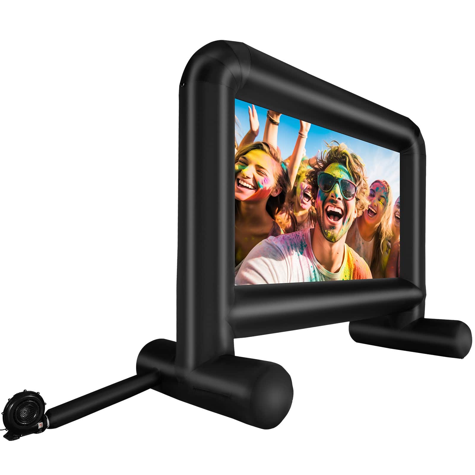 Front. VEVOR - Inflatable Movie Screen, 16 FT Inflatable Projector Screen for Outside with Blower and Carrying Bag - Black,White.