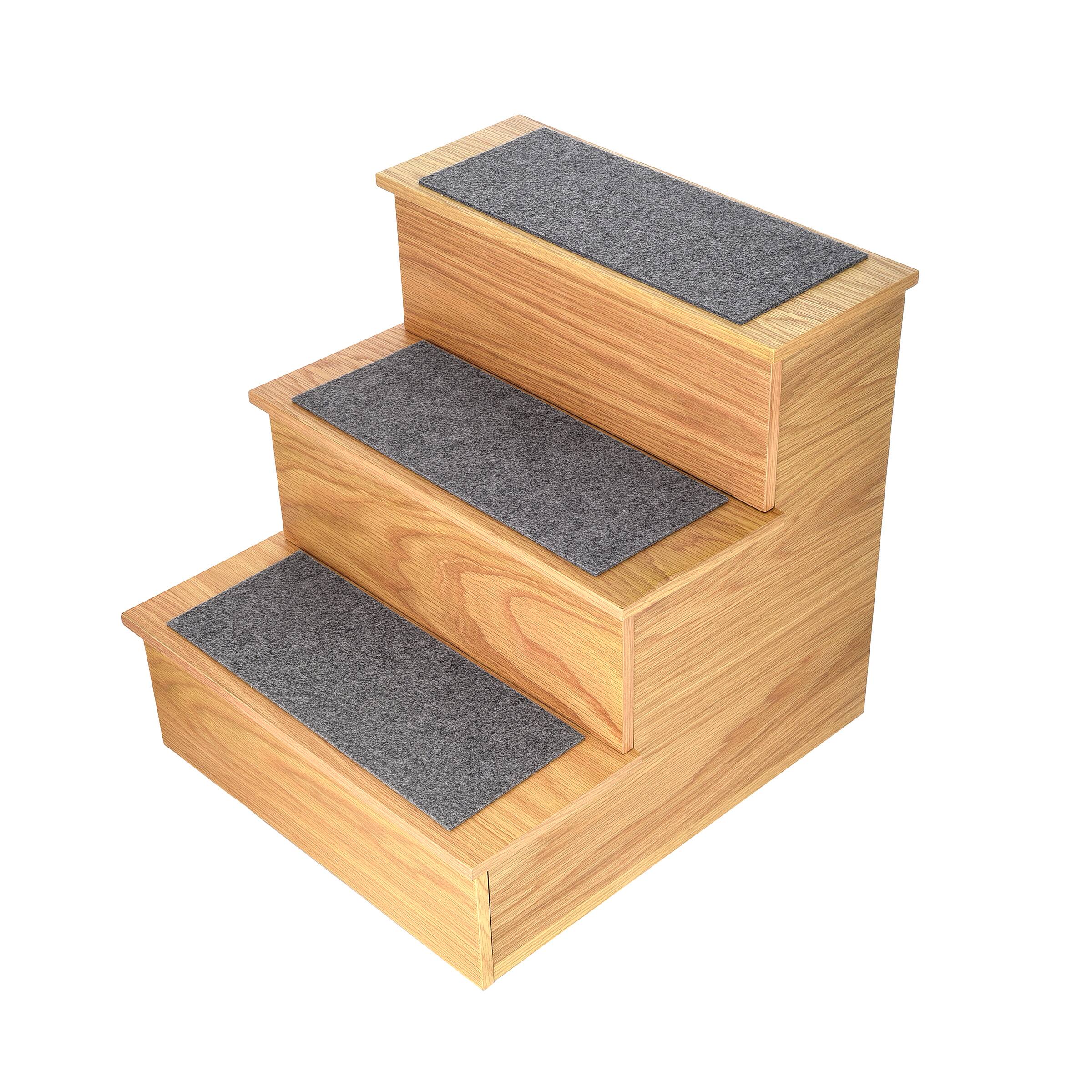 Alt View 2. AdirPet - Portable Dog Ramp Ladder Non-Slip 3-Step Pet Stairs - Medium Oak.