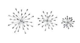 Zeckos - Set of 3 Metal Modern Art 3D Starburst Wall Accents Home Decor Sculptures - Silver
