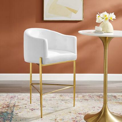 Front. Modway - Savour Tufted Performance Velvet Bar Stool by Modway - White.
