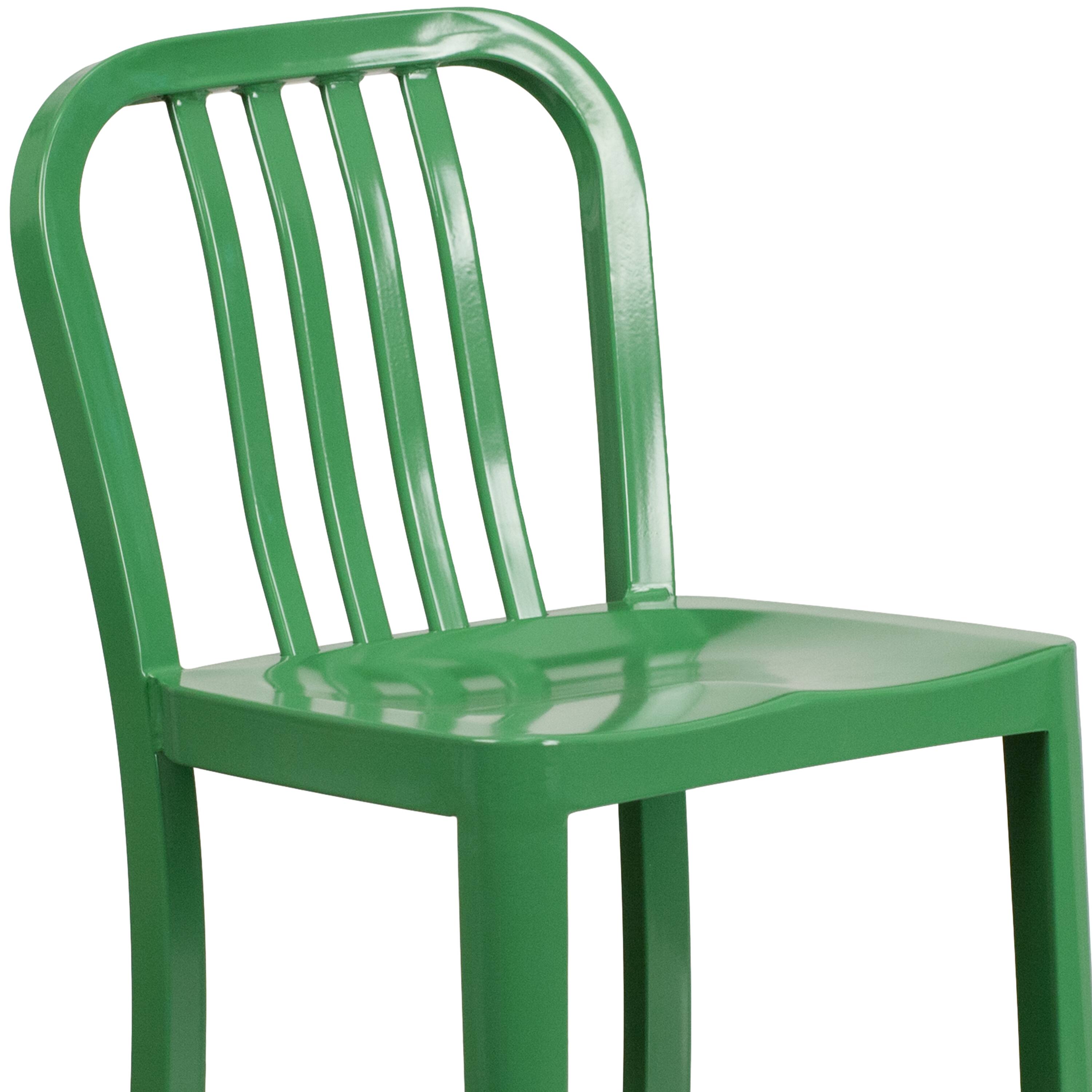 Alt View 9. Emma + Oliver - Commercial Grade 24"H Colorful Metal Indoor-Outdoor Vertical Slat Counter Stool - Green.