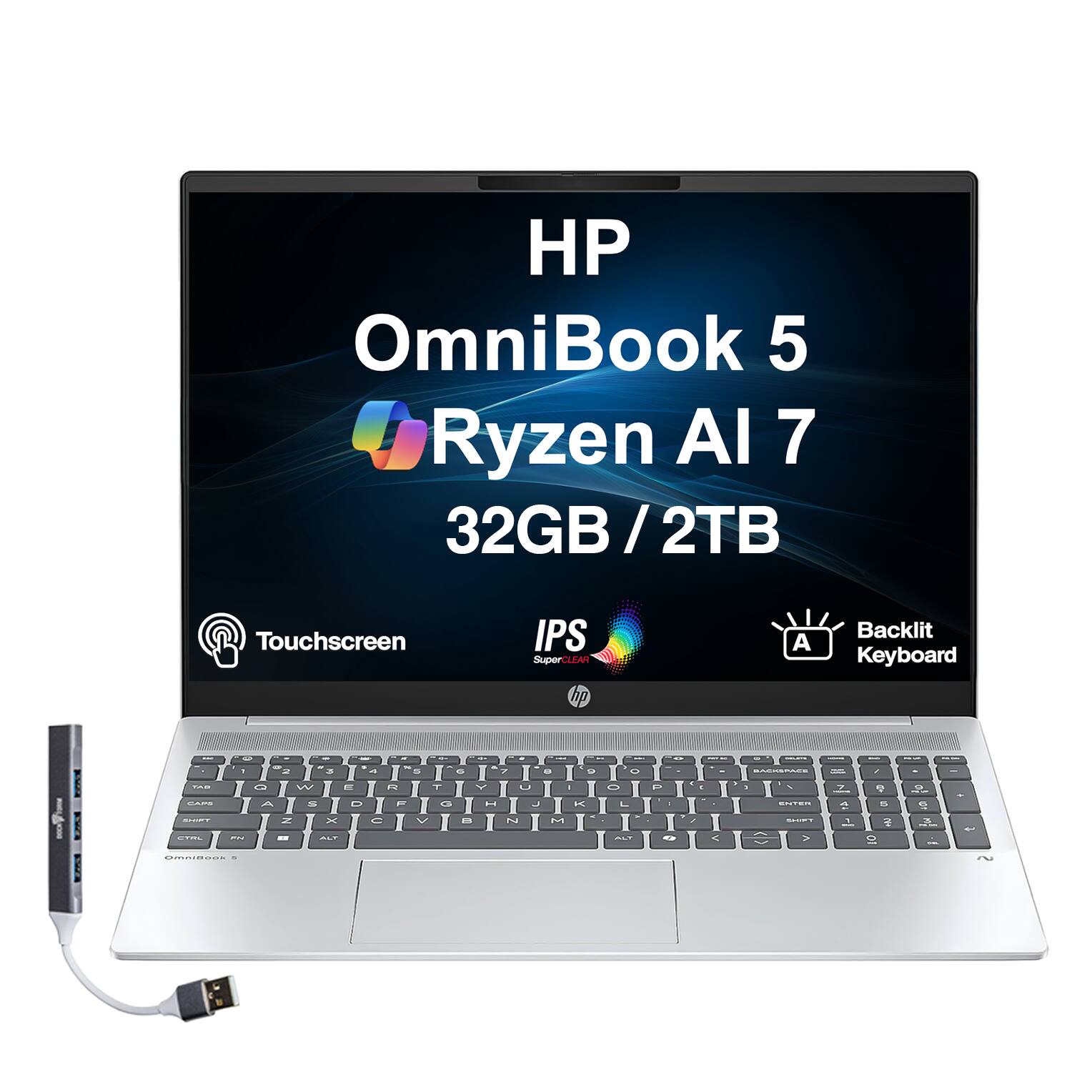 HP OmniBook 5 Ryzen AI 7 32GB/2TB Touchscreen IPS SuperCLEAR hp A Backlit Keyboard