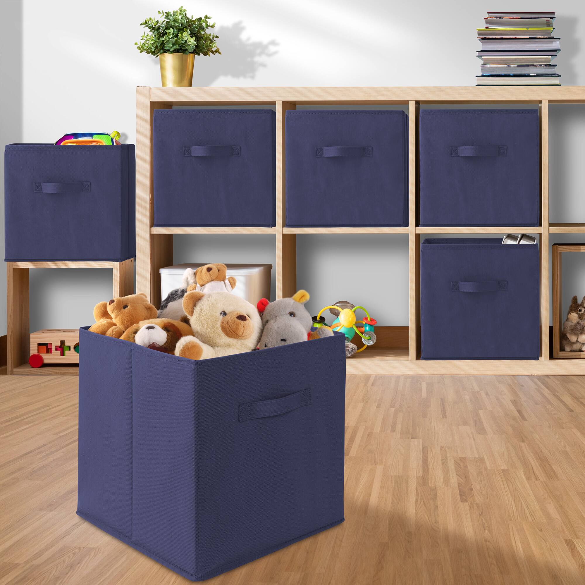 Alt View 4. Casafield - (Set of 12) Collapsible Fabric Cubes - Storage Bins - Navy Blue.