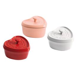 Staub - Ceramic 3-pc Mini Heart Cocotte Set - Cherry, Pink, White - Multi