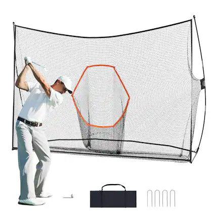 Front. VEVOR - Golf Practice Hitting Net, Huge 10.8x7ft Golf Net, Personal Driving Range for Indoor Outdoor Use, Portable Golf Aid Net - Black.