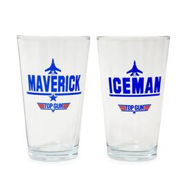 Silver Buffalo - Top Gun Maverick and Iceman 20-Ounce Pint Glasses | Set of 2 - Blue