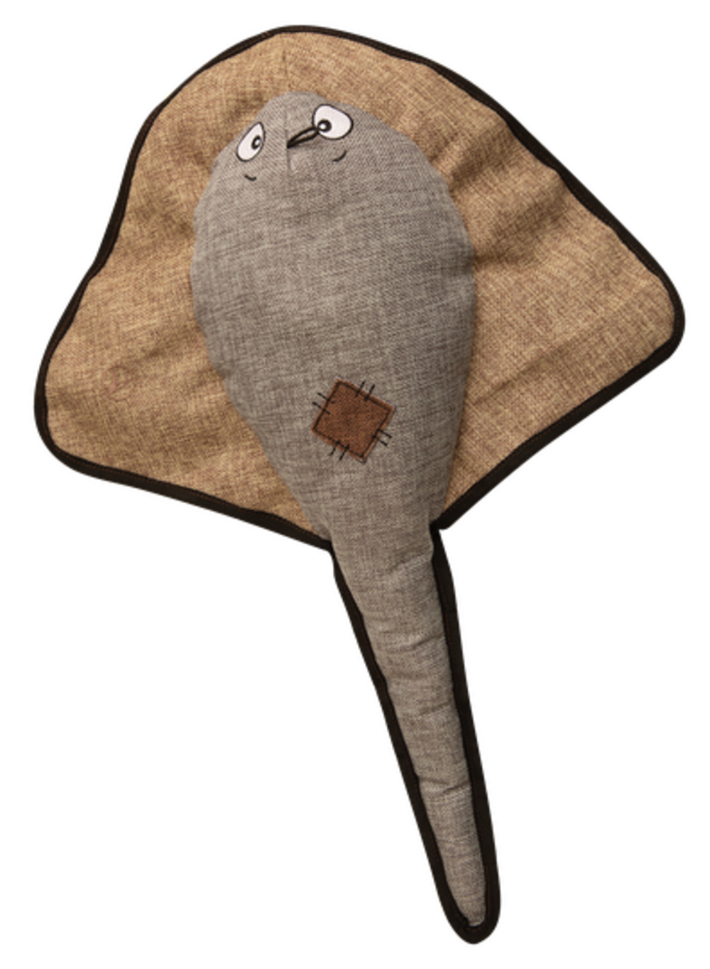 Angle. KONG - Snugarooz Sally the Stingray Plush Dog Toy in Plush Dog Toy - Gray|Brown.