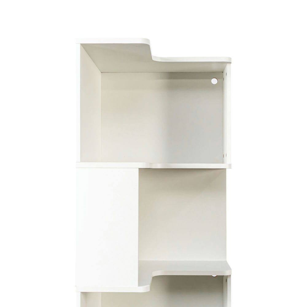 Angle. Kadyn - Corner Book Shelf - 5 Tier Corner Bookcase with Baffle, Freestanding L Shaped Display Shelf Stand for Office, White - White.