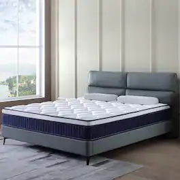 Boyel Living - 10-Inch King Plush Hybrid Memory Foam and Pocket Coil Mattress in a Box - Blue