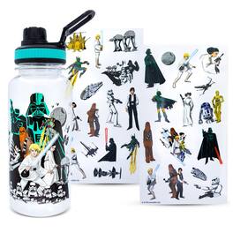 Silver Buffalo - Star Wars Legacy Group Twist Spout Water Bottle and Sticker Set | Hold 32 Ounces - Black