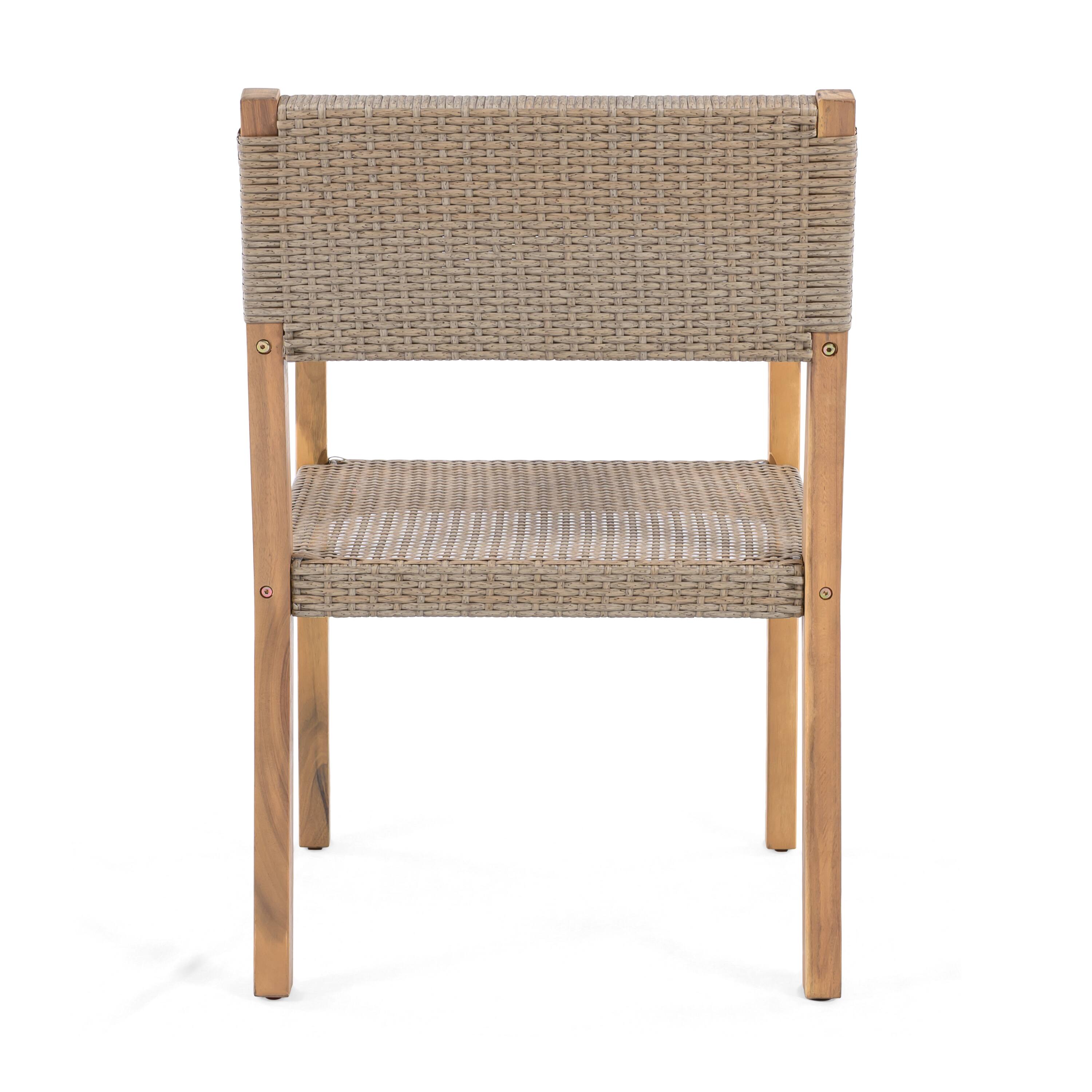 Alt View 2. Mondawe - Set of 2 Acacia Wood and PE Wicker Outdoor Dining Chairs - Light Brown.