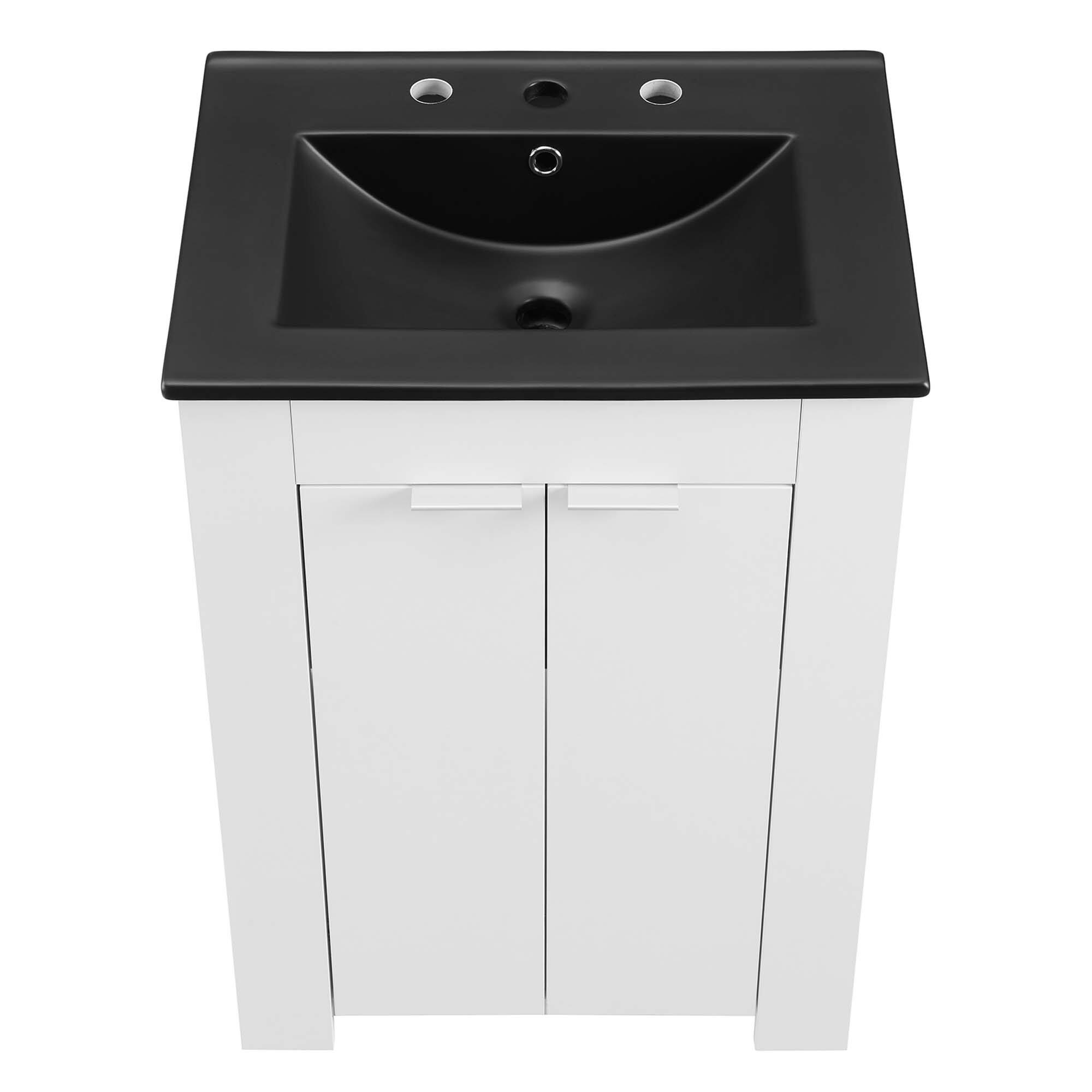Alt View 9. Modway - Maybelle Bathroom Vanity Basin Included - White Black.