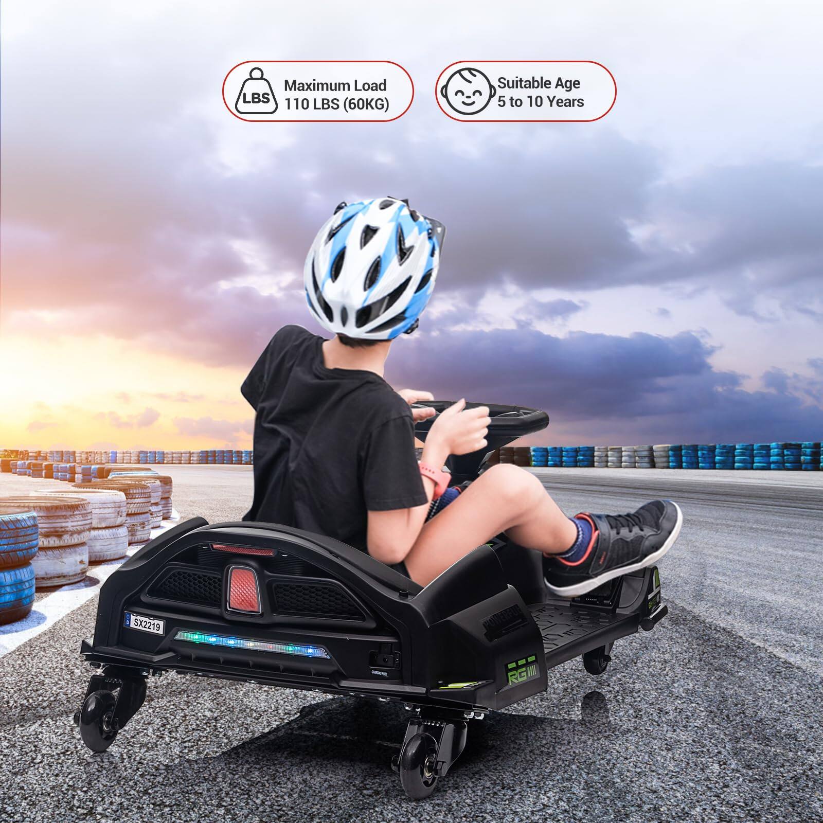 Maximum Load: 110 LBS (60KG)  
Suitable Age: 5 to 10 Years  
SX2219