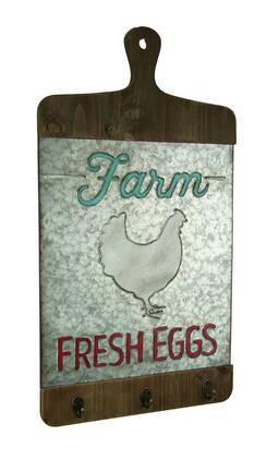 Audrey's - Galvanized Finish Farmhouse Chicken Cutting Board Wall Hook - Gray