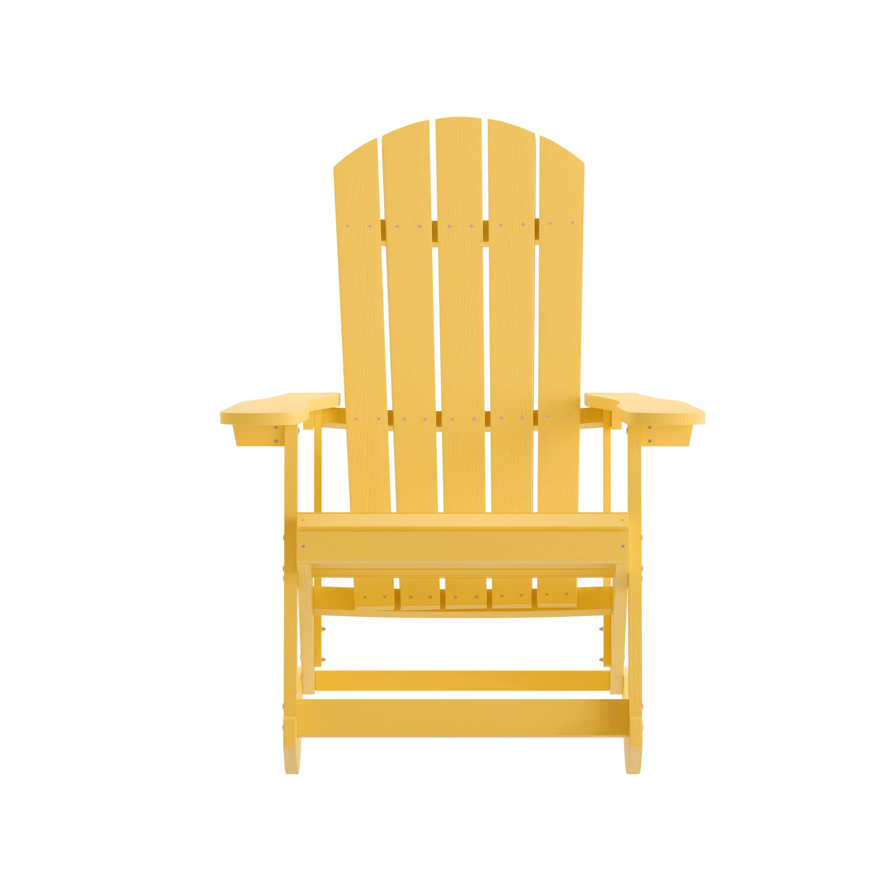 Alt View 9. Emma + Oliver - Classic All-Weather Poly Resin Rocking Adirondack Chair with Stainless Steel Hardware for Year Round Use - Yellow.