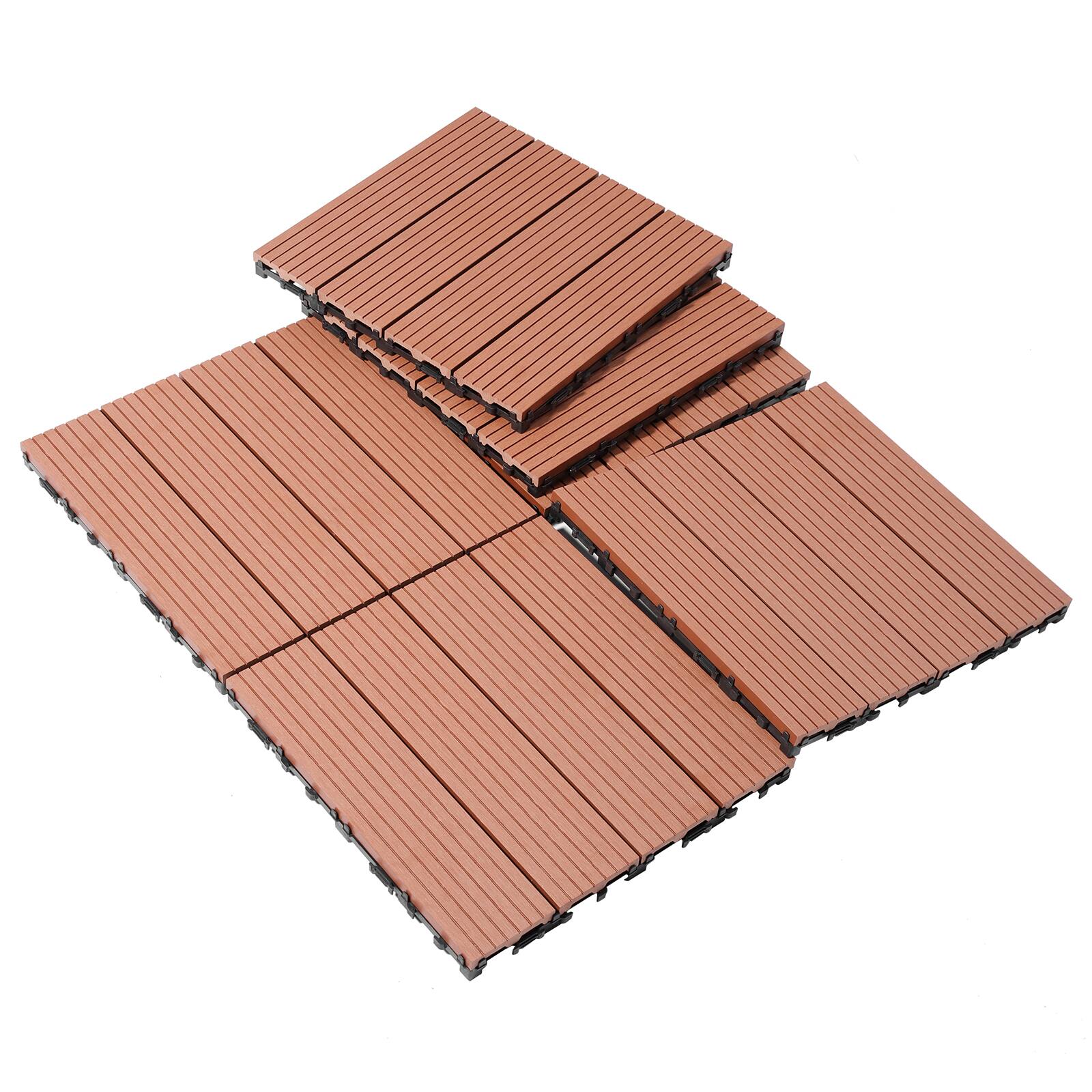 Alt View 8. APRILSOUL - 20pcs Wood Plastic Composite Deck Tiles Rust Water Weather Resistant Mahogany - Brown.