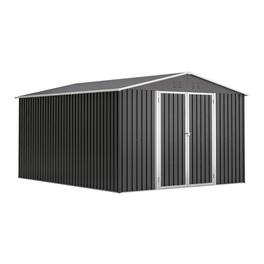 Lirago - 10x12 FT Outdoor Storage Shed All-Weather Metal Shed with Lockable Doors - Black