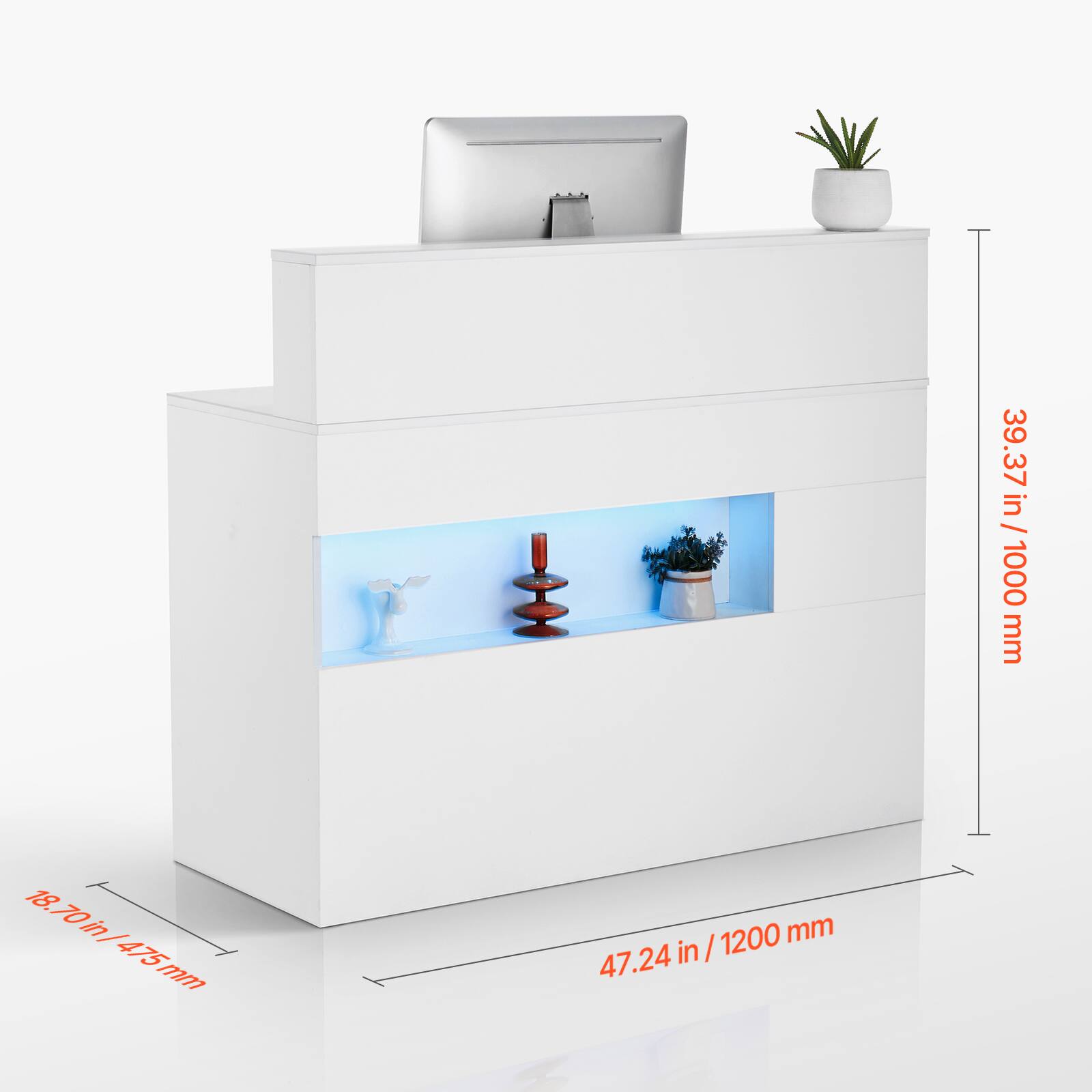 - 39.37 in / 1000 mm
- 18.70 in / 475 mm
- 47.24 in / 1200 mm