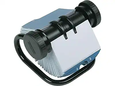 Front. Rolodex - Rolodex Rotary Business Card File, 400 Card Capacity, Black (67236) - Black.