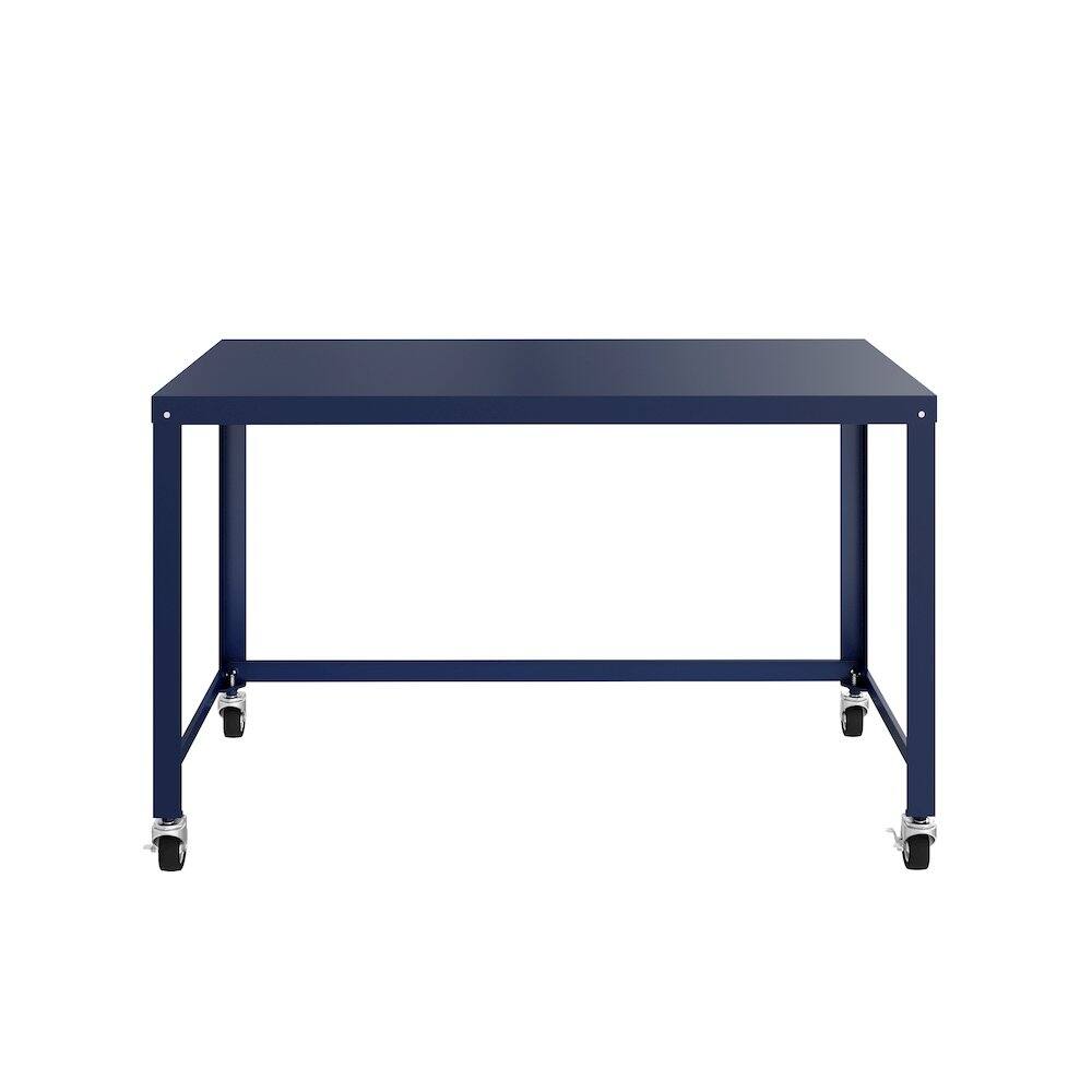 Alt View 2. Space Solutions - Space Solutions Assembled 48-inch Wide Mobile Metal Desk for Home Office, Navy - Blue.