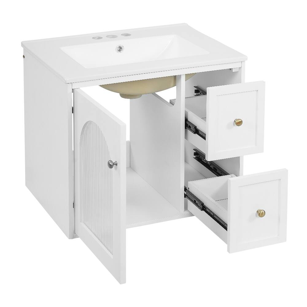 Alt View 9. Loheer - Loheer 24 inch wall mounted bathroom vanity White Floating Vanity with Sink for Small Space - White.
