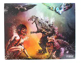 Toynk - Godzilla/ Attack on Titan Gods and Titans 8x10 Inch Art Print by Rob Prior - Red