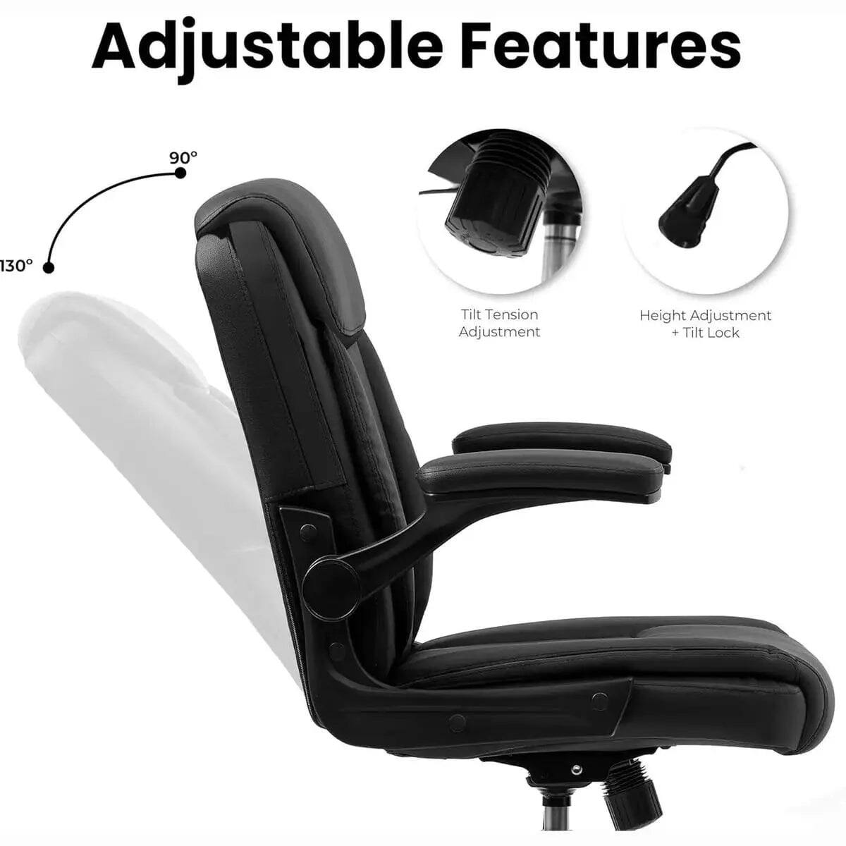 Adjustable Features

- 90° - 130° Tilt
- Tilt Tension Adjustment
- Height Adjustment + Tilt Lock