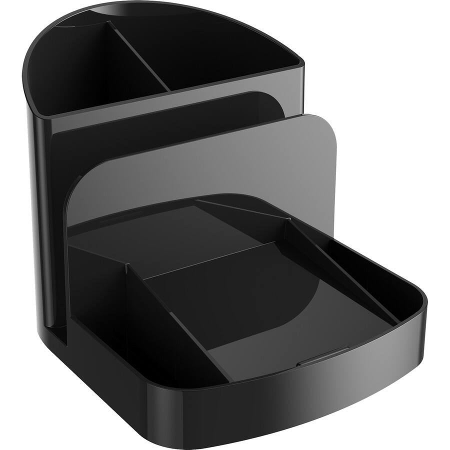 Left. Deflecto - Deflecto Sustainable Office Desk Caddy 5" x 5.38" x 6.75" Desktop 30Percent Recycled Black Plastic - Black.