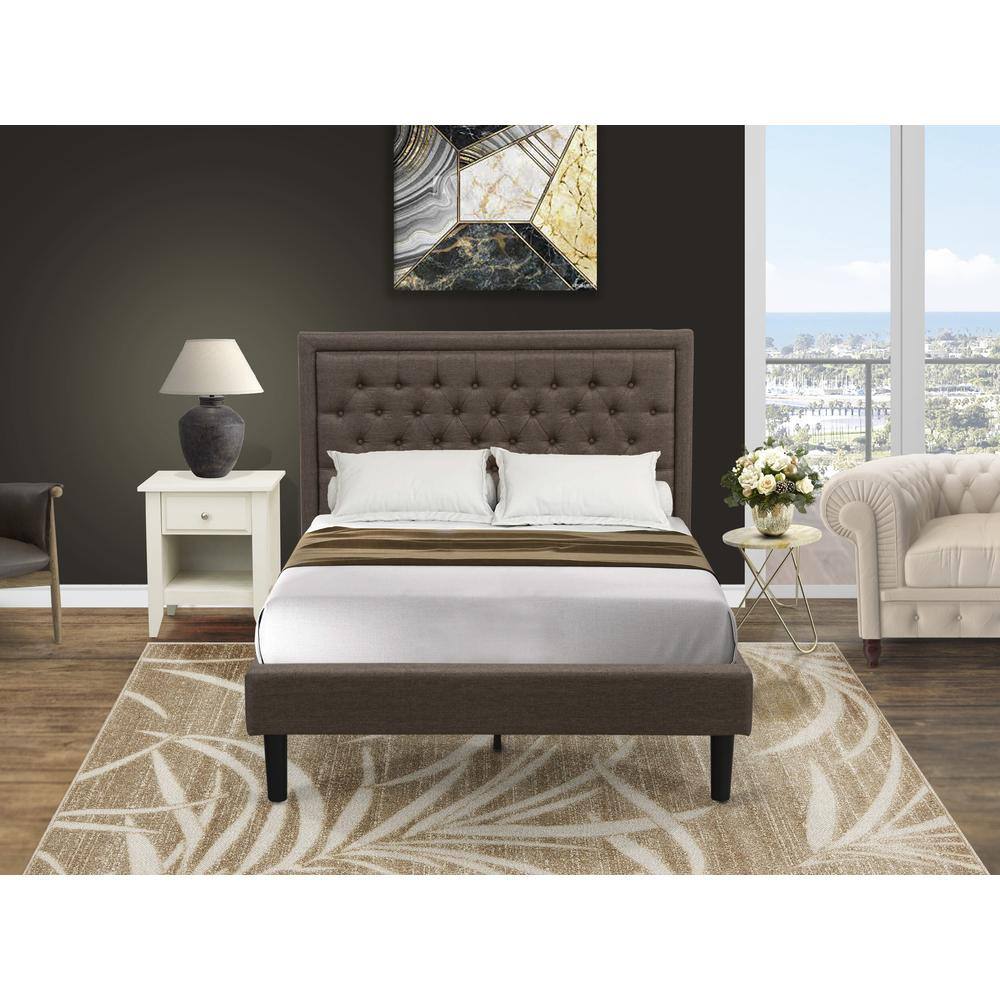 Alt View 4. East West Furniture - KD18F-1GA0C 2 Pc Wooden Bed Set - Wood Bed Brown Headboard with 1 Night Stand For Bedroom - Black Finish Legs - Brown.