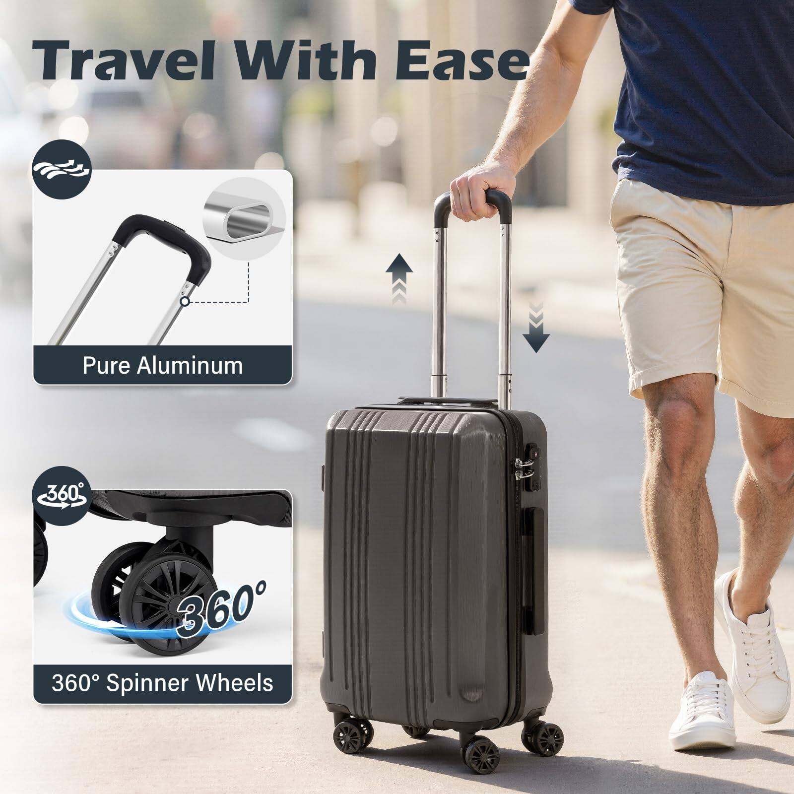 Travel With Ease

Pure Aluminum

360° Spinner Wheels