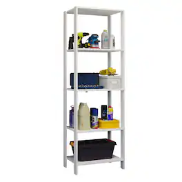 Madesa - Garage Storage Rack with 5 Open Shelves 23"L Multiuse Organization Cabinet for Tools - White - White