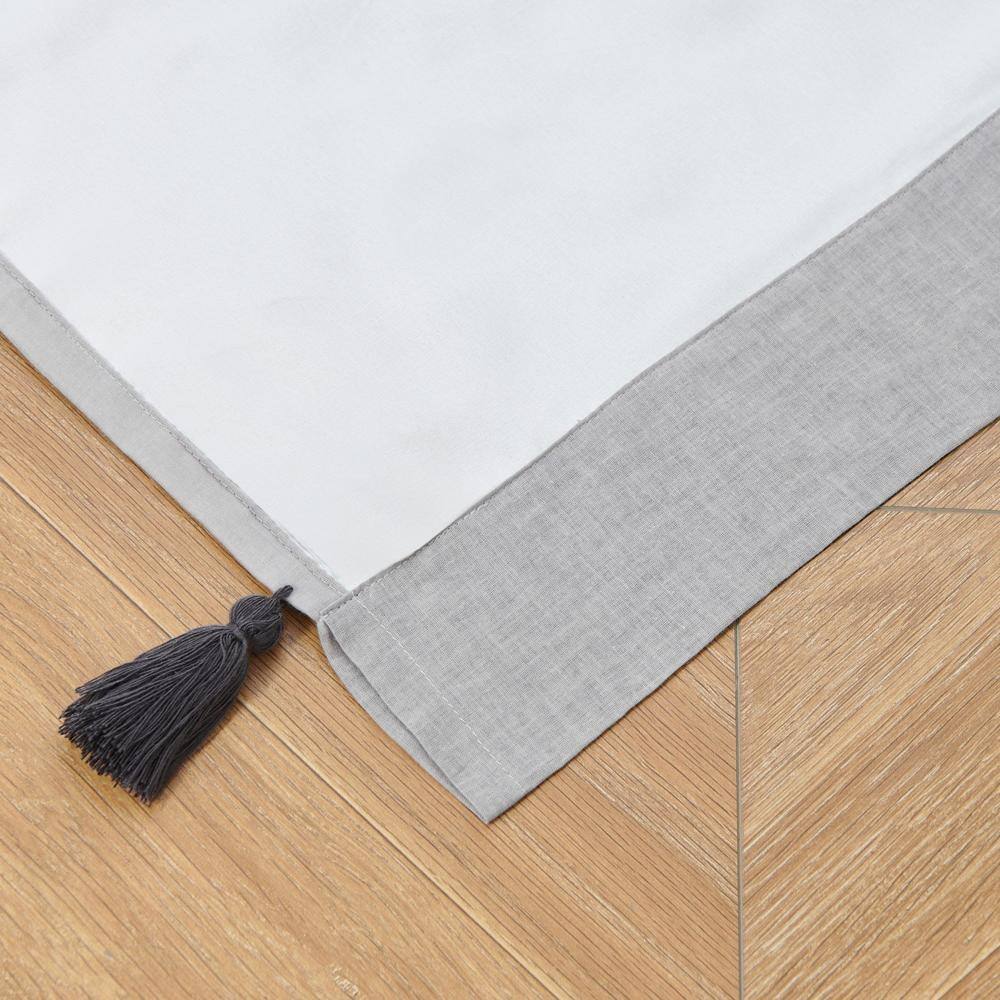 Left. Greenland Home Fashions - Greenland Home Fashion Monterrey 3" Rod Pocket Light Filtering Curtain Panel Pair Each Panel 42" x 84" Gray - Gray.