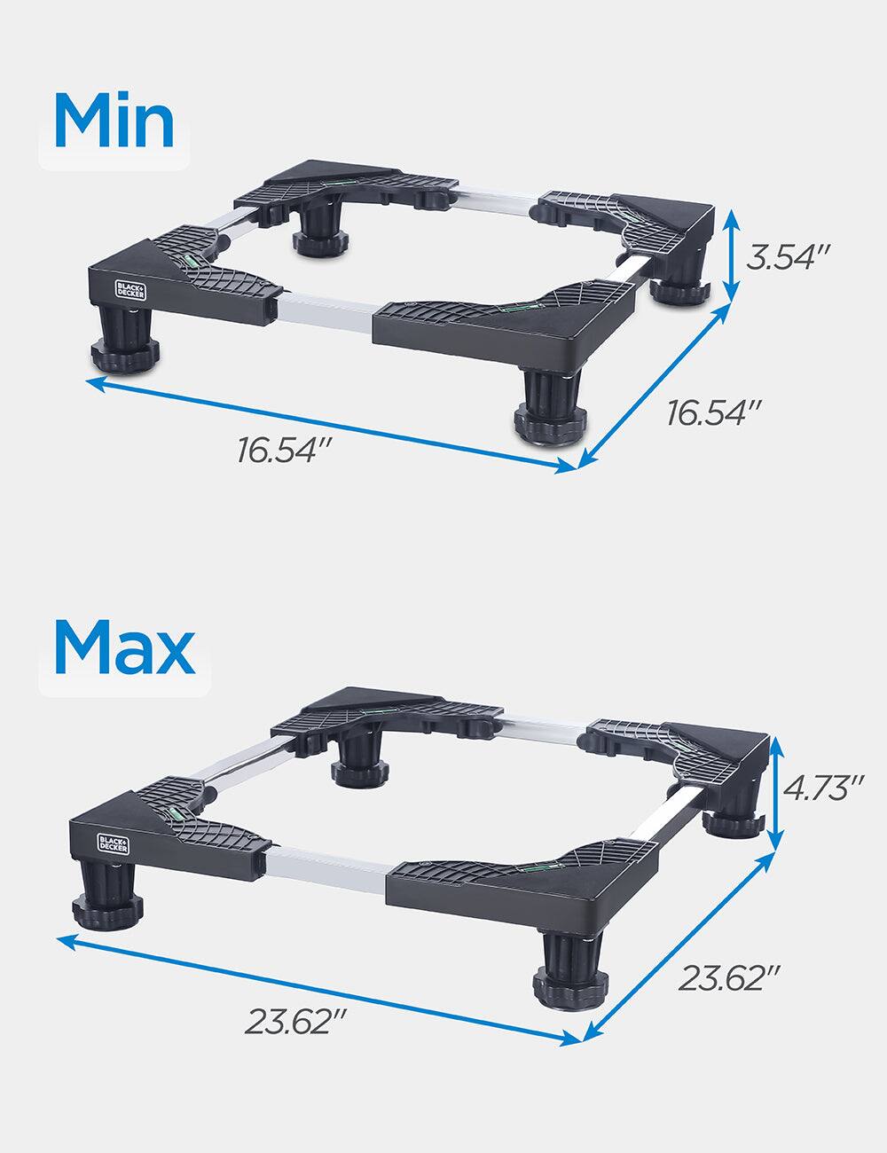 Min  
3.54"  
16.54"  
16.54"  

Max  
4.73"  
23.62"  
23.62"