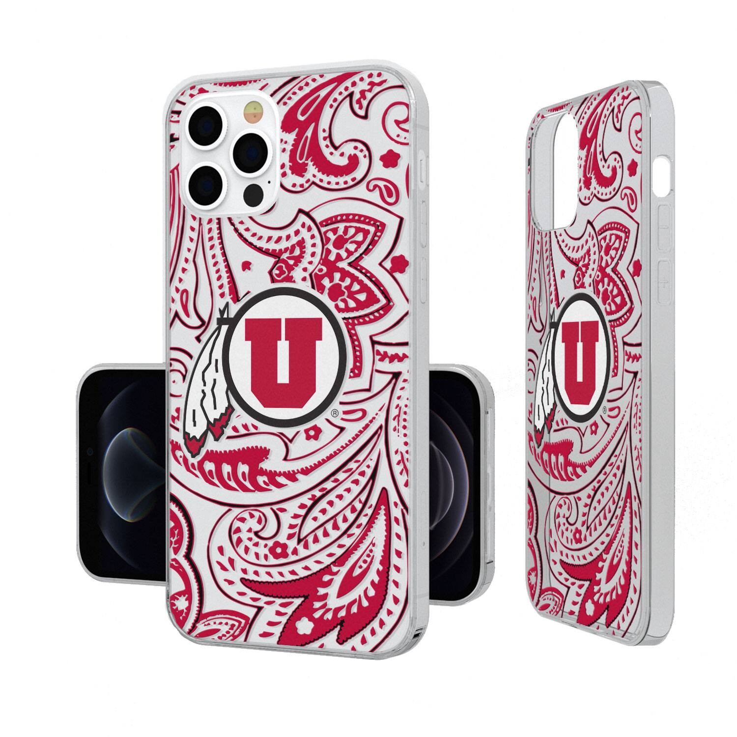 Alt View 2. Keyscaper - Utah Utes iPhone Paisley Design Clear Case - 12 mini - Multicolor.