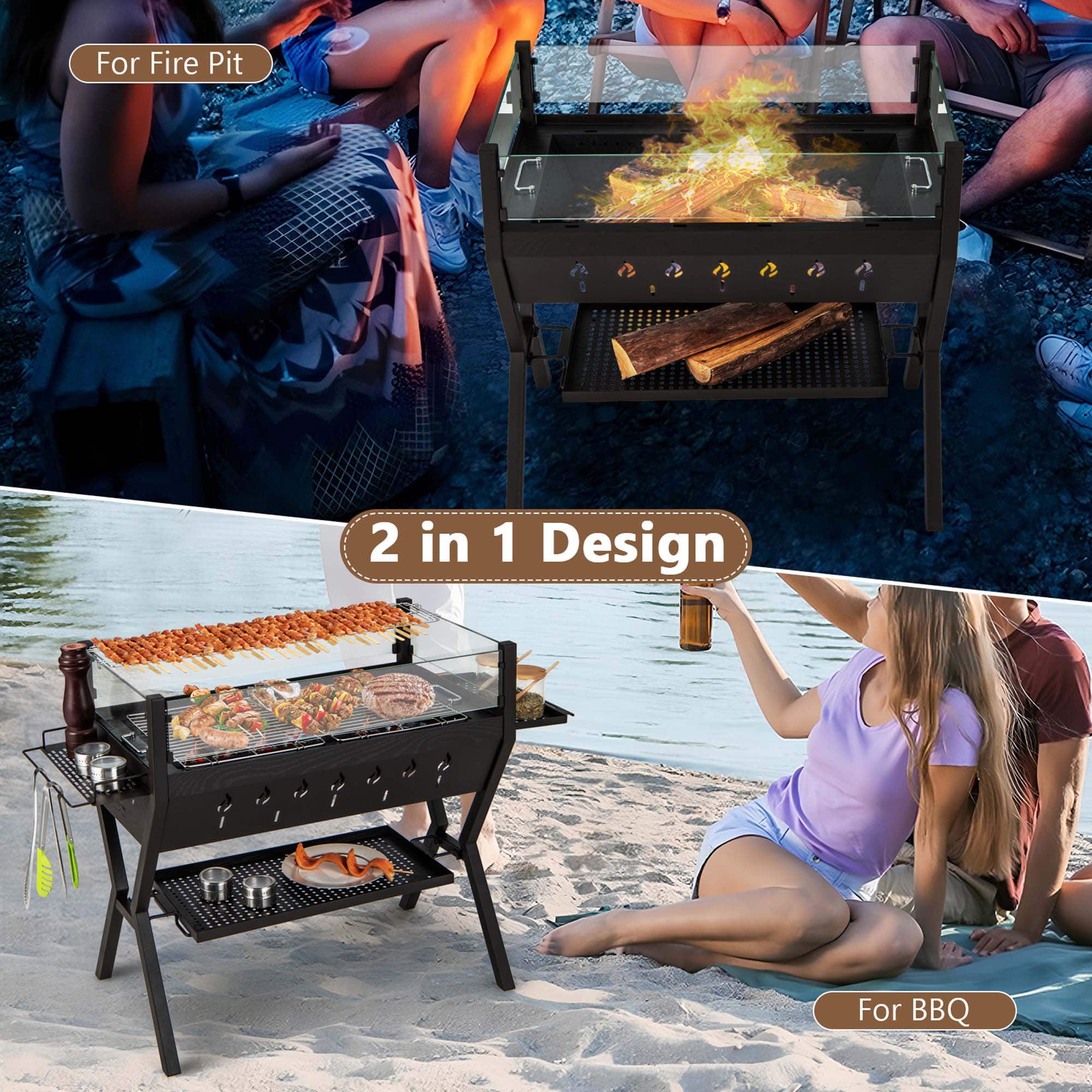 For Fire Pit 1: A 2 in 1 Design For BBQ