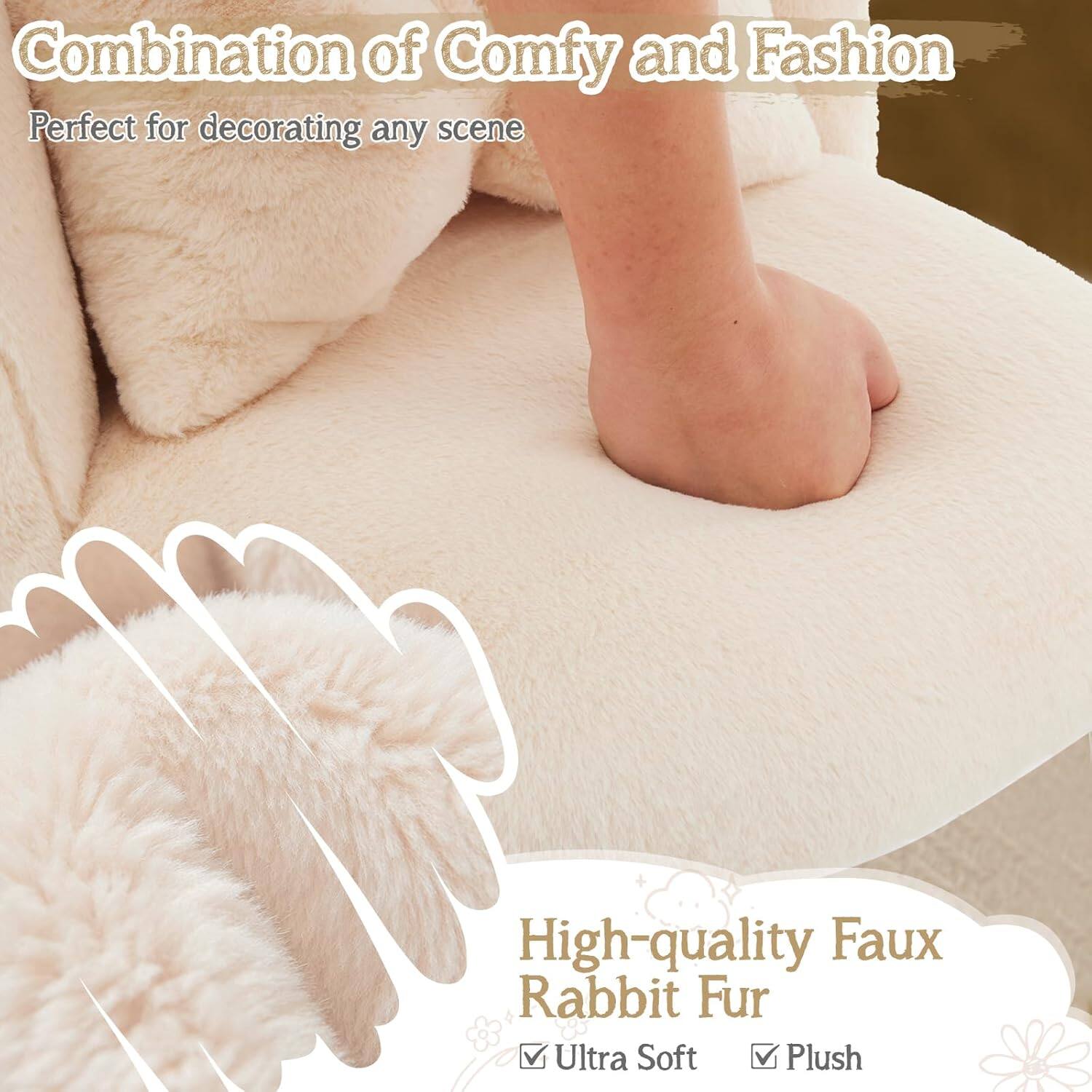 Combination of Comfy and Fashion  
Perfect for decorating any scene  

High-quality Faux Rabbit Fur  
Ultra Soft  
Plush