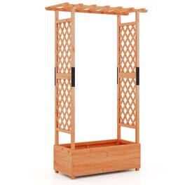 Costway - 1pc Raised Garden Bed with Trellis, Elevated Garden Bed with Hanging Roof Planter Box Outdoor Planting Bed - Orange