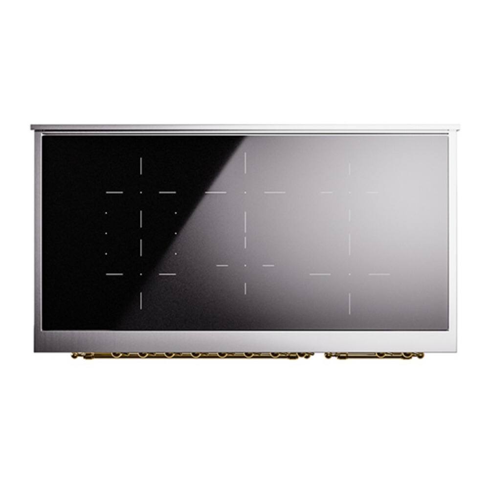 Alt View 6. ILVE - ILVE Nostalgie II 48 inch Induction Range with 6 Elements  (Triple Glass Door, White, Brass) - White.