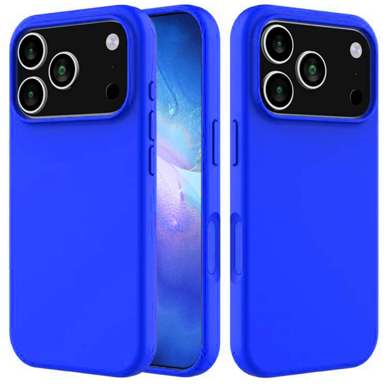 Angle. Home Collection - High Quality Silicone Soft Touch Slim Cover Case 6.3-in for iphone 17 Pro - Dark Blue.