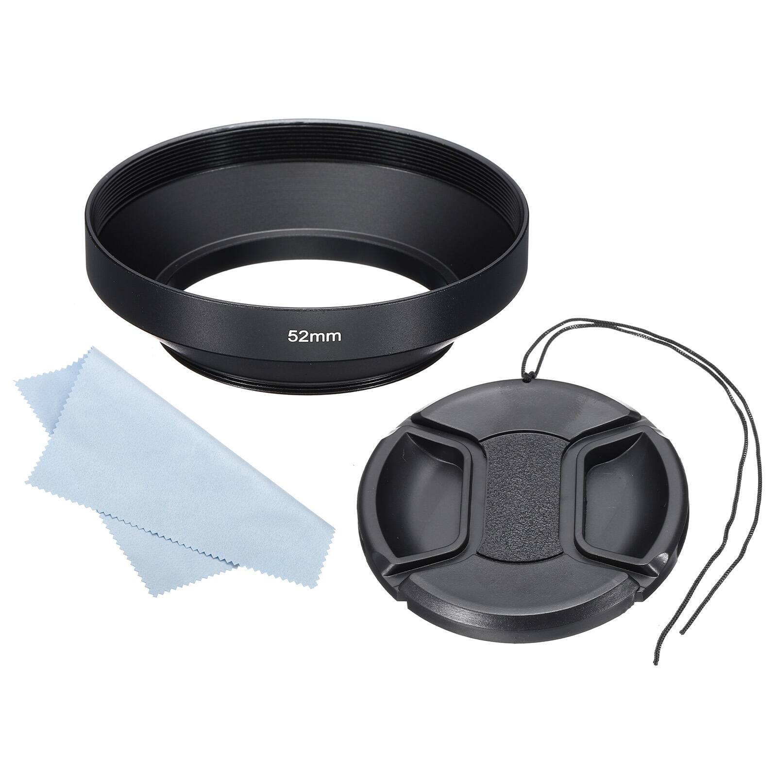 Front. Unique Bargains - 52mm Wide Angle Lens Hood with Antireflective Matte Surface and 72mm Cap and Cloth for Nikon Fuji Pentax Leica - Black.