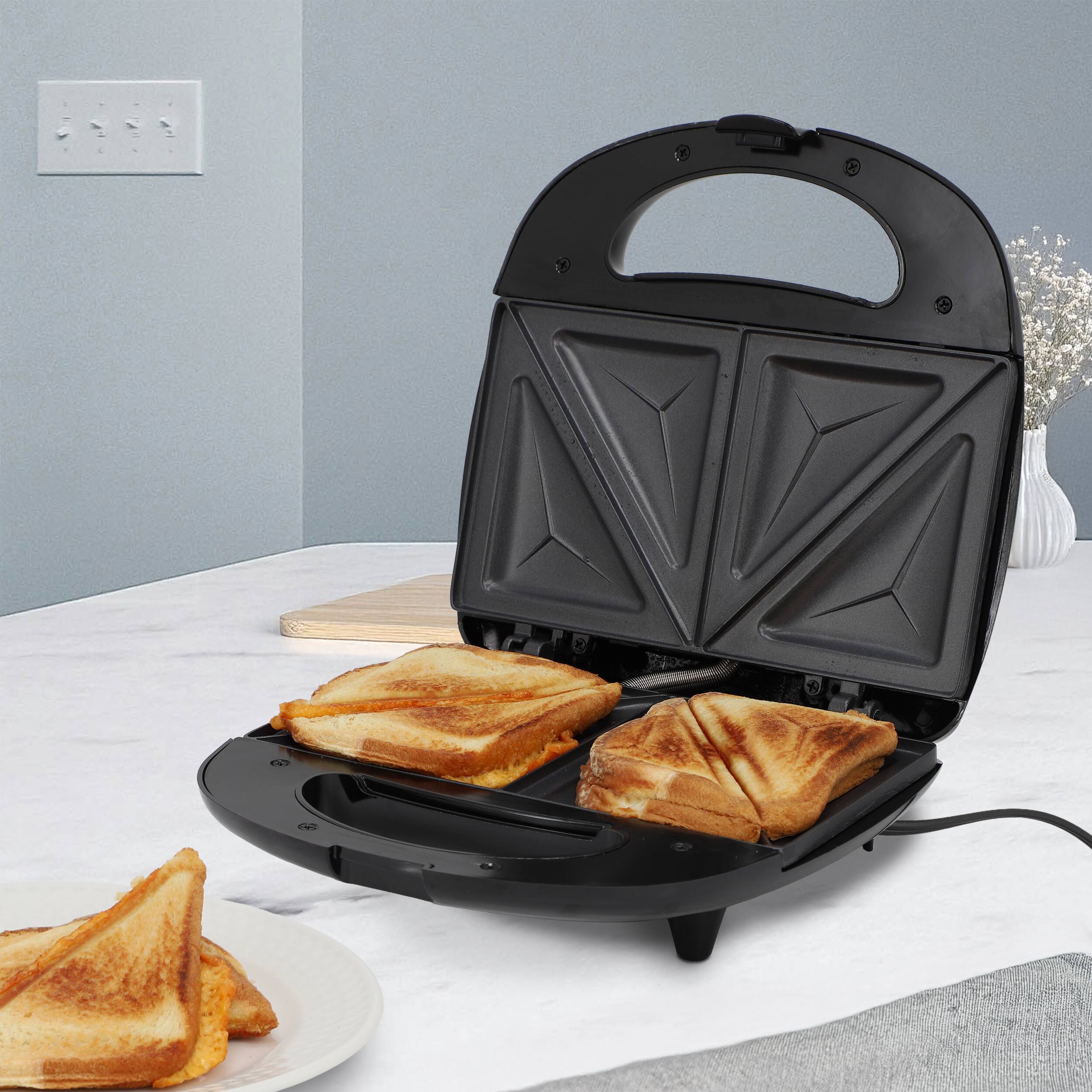 Alt View 6. MegaChef - MegaChef Electric Compact Aluminum Nonstick Sandwich Maker in Black - Black.