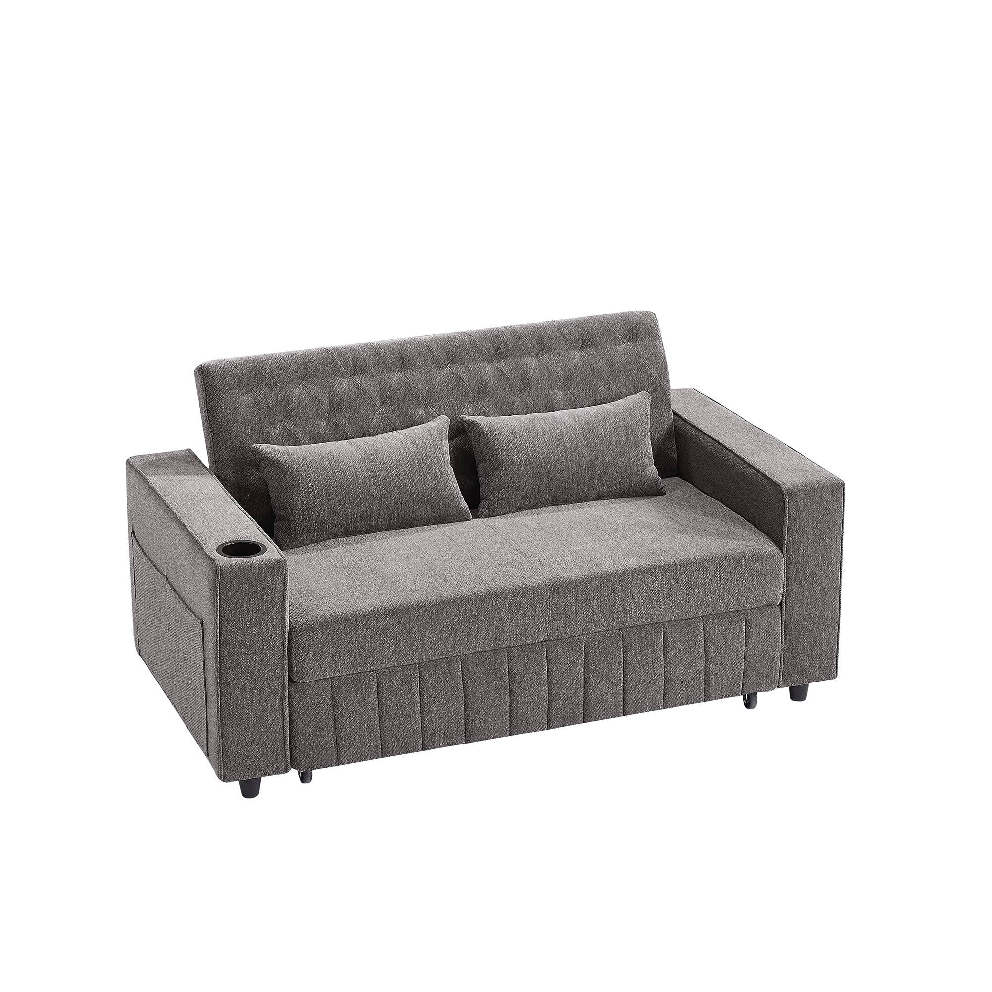 Alt View 1. Boyel Living - 61.4 inch Pull-out Sofa Bed Modern Sleeper Sofa with Adjustable Backrest for Living Room Gray - Gray.